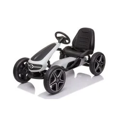 Mercedes Benz Gokart Valkoinen Polkuauto Kumirenkailla