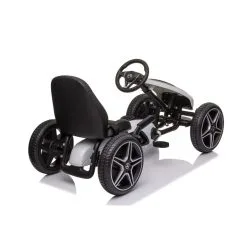 Mercedes Benz Gokart Valkoinen Polkuauto Kumirenkailla -Ulkolelut myymälä 5713570001951 5