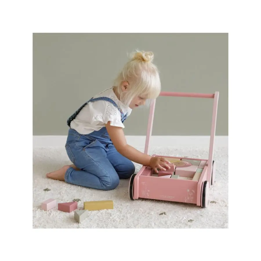 Little Dutch Pinkki Kukka Kävelykärry Palikoilla 4 Little Dutch Pinkki Kukka Kävelykärry Palikoilla - Image 4